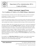 Vehicle Assessment Appeal Form For Condition Of Vehicle Or For High Mileage Adjustment