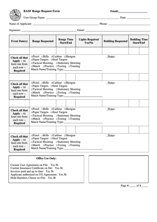 Basf Range Request Form Printable pdf