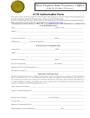 Ach Authorization Form - West Virginia State Treasurer's Office