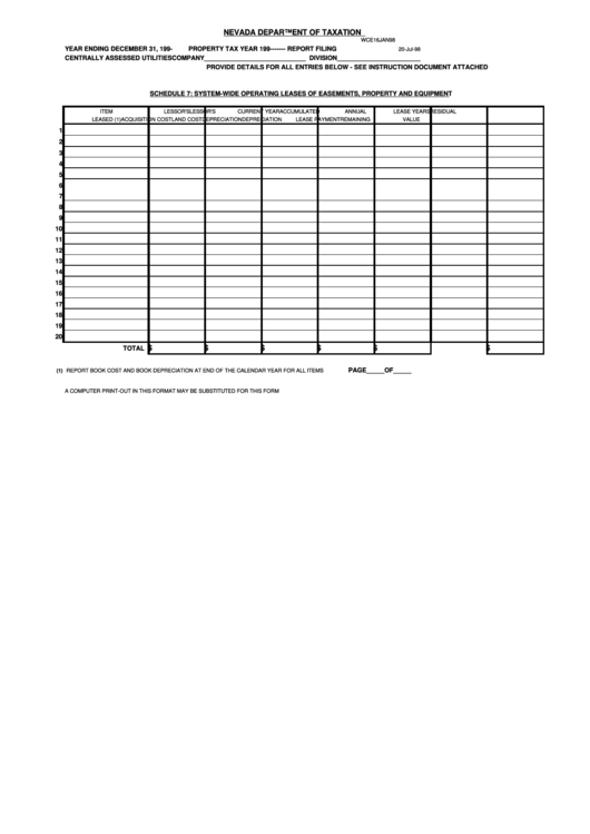 Fillable Form Wce16jan98 Schedule 7: System-Wide Operating Leases Of Easements, Property And Equipment Printable pdf