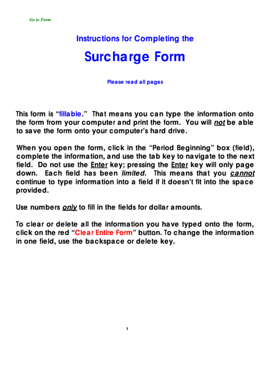 Form Wc113 - Surcharge Form