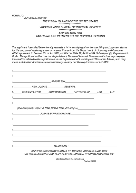 Form Lic1 Application For Tax Filing And Payment Status Report-licensing