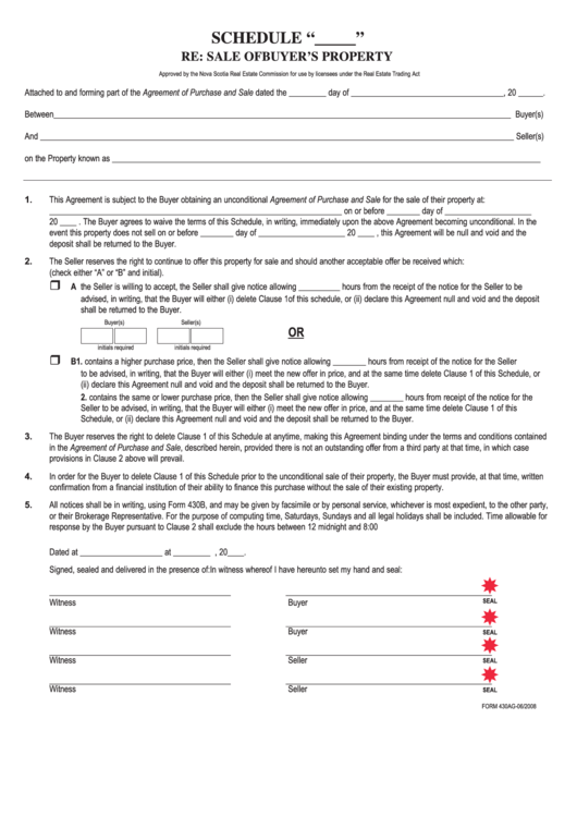 Form 430ag - Sale Of Buyer