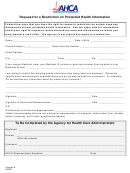 Request For A Restriction On Protected Health Information Form - Privacy Officer Agency For Health Care Administration