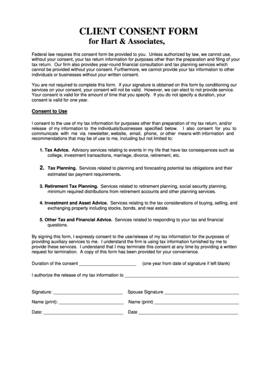 Client Consent Form Printable pdf