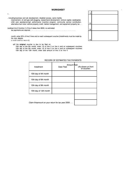Form K120es Corporation Estimated Tax Voucher 2000 printable pdf