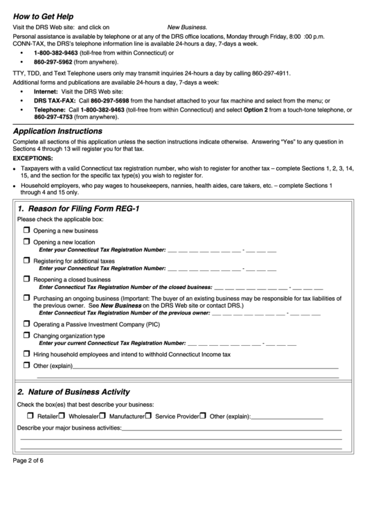 Form Reg-1 - Connecticut Printable pdf