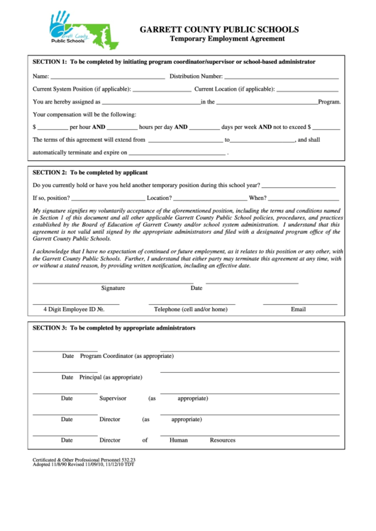 Sample Temporary Employment Agreement Template