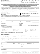 Application For A Permit To Operate Food Service Establishment Form - Broome County Health Department