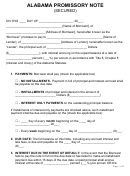 Fillable Alabama Promissory Note Template Printable pdf