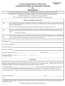 Arizona Form 5002 - Transaction Privilege Tax Exemption Certificate For Nonresidents