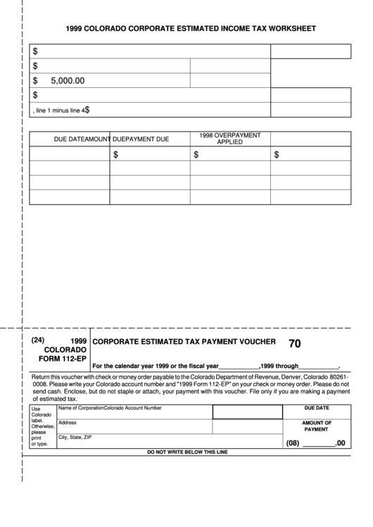 Fillable Form 112-Ep - Corporate Estimated Tax Payment Voucher - 1999 Printable pdf