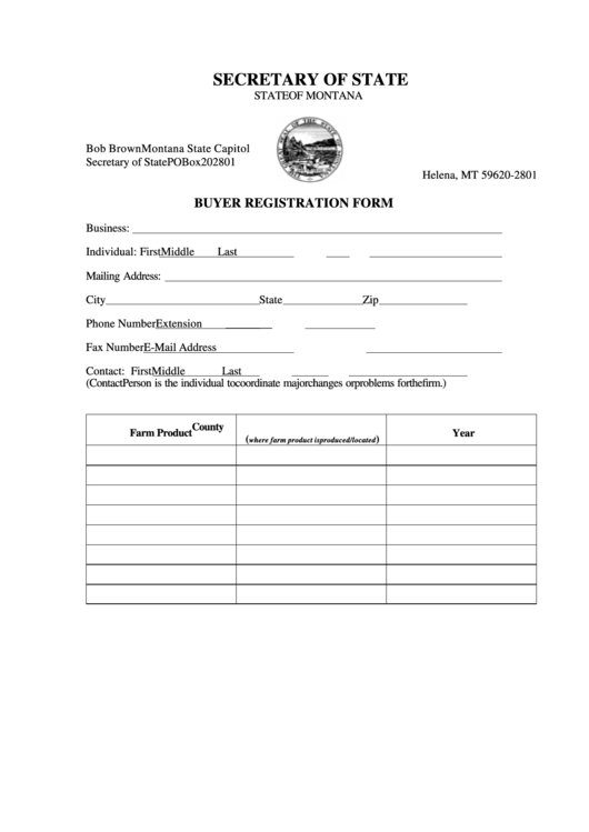 Buyer Registration Form Printable pdf