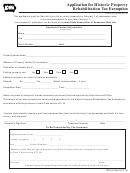 Form Idr 54-019a - Application For Historic Property Rehabilitation Tax Exemption Printable pdf