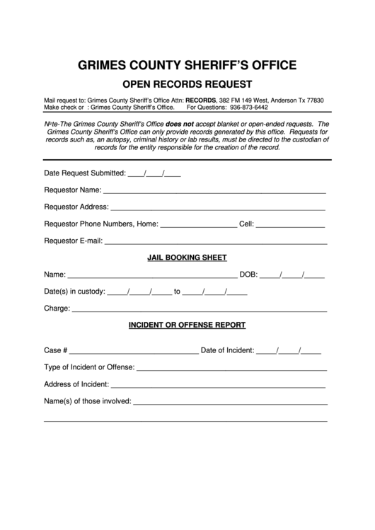 Open Records Request Form - Grimes County Sheriff