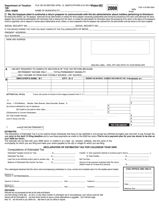 Form Ez St. Marys 2008 Printable pdf