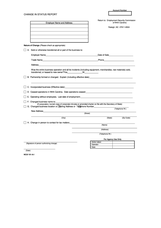 Form Ncui 101-A-I - Change In Status Report Printable pdf
