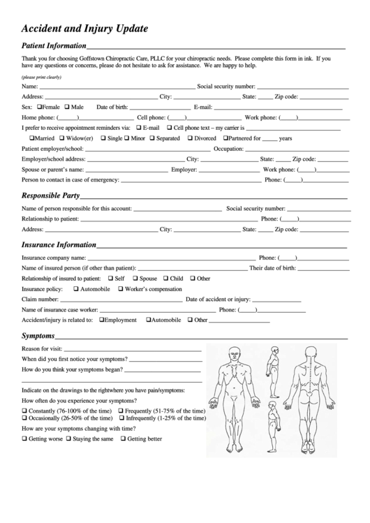 Accident And Injury Update Form Printable pdf
