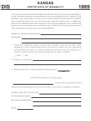 Form Dis - Kansas Certificate Of Disability 1999 Printable pdf
