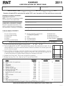 Schedule Rnt - Kansas Certification Of Rent Paid - 2011