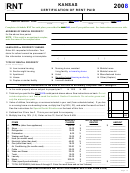 Schedule Rnt - Kansas Certification Of Rent Paid - 2008