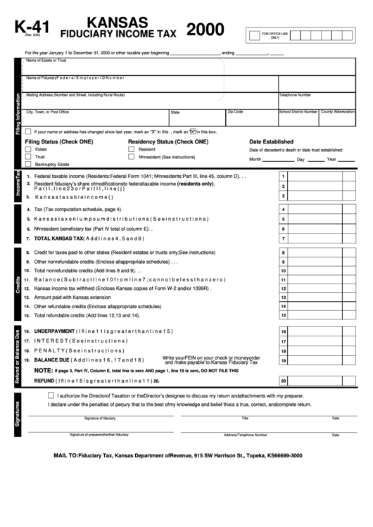 form-k-41-kansas-fiduciary-income-tax-2000-printable-pdf-download