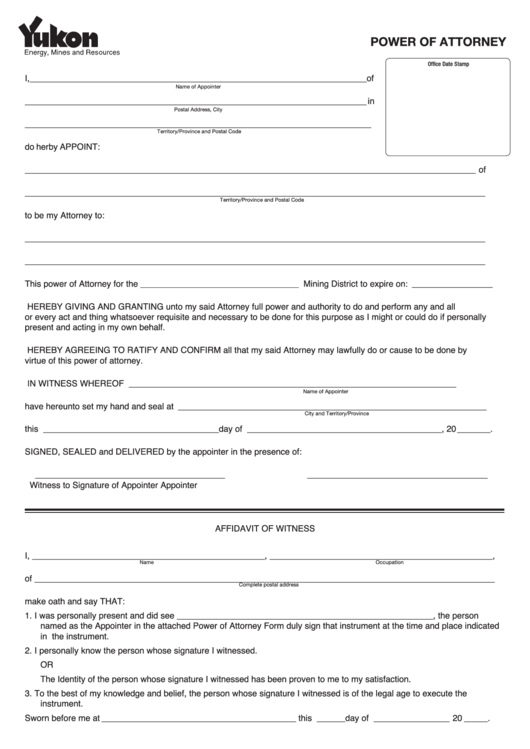 Fillable Power Of Attorney Form Printable pdf