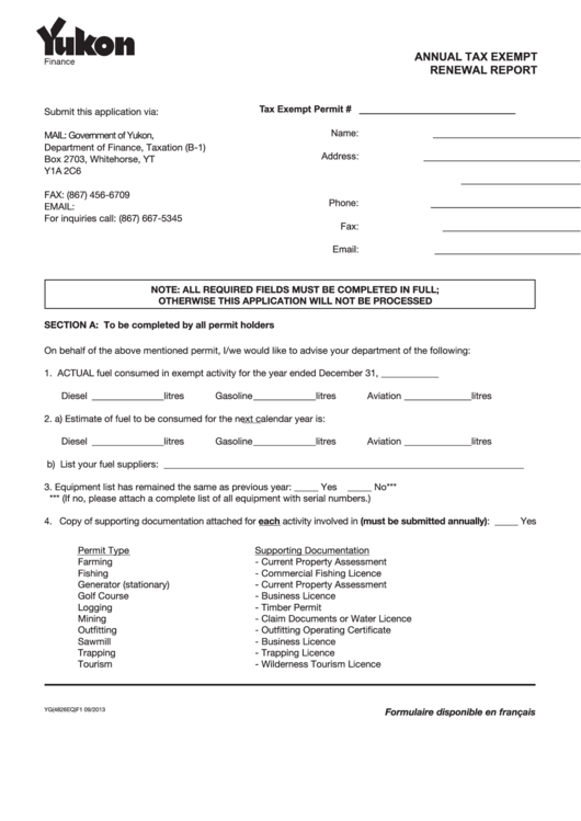 F.o.t. Application 5d/annual Tax Exemt Renewal Report Form