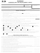 Schedule K-34 - Business And Job Development Credit Form - Kansas