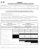 Form K-45 - Application For Carry Back Of Net Operating Loss Refund - 2010 Printable pdf