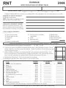 Schedule Rnt - Kansas Certification Of Rent Paid - 2006