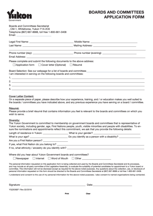 Fillable Boards And Committees Application Form Printable pdf