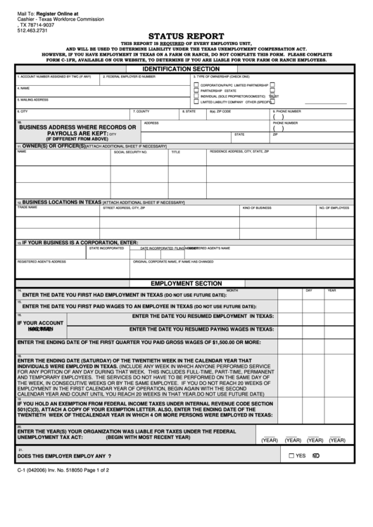 Form C-1 - Status Report Printable pdf