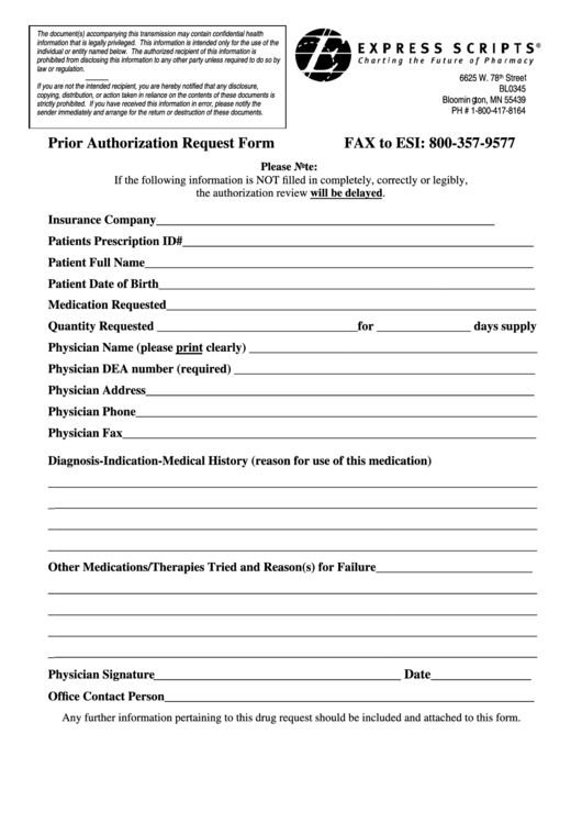 Prior Authorization Request Form printable pdf download