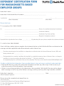 Dependent Certification Form - For Massachusetts Based Employer Groups Printable pdf