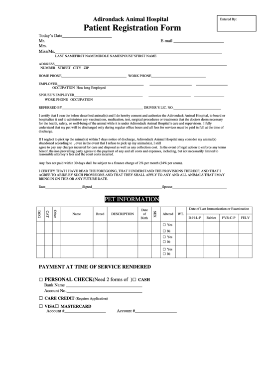 Patient Registration Form printable pdf download