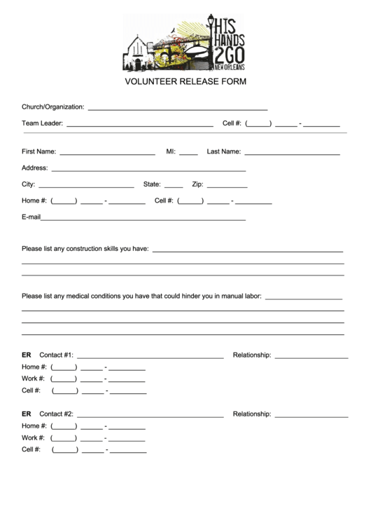 Volunteer Release Form Printable pdf