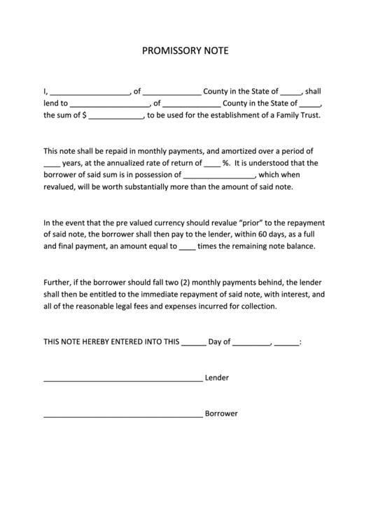 Promissory Note Form Printable pdf