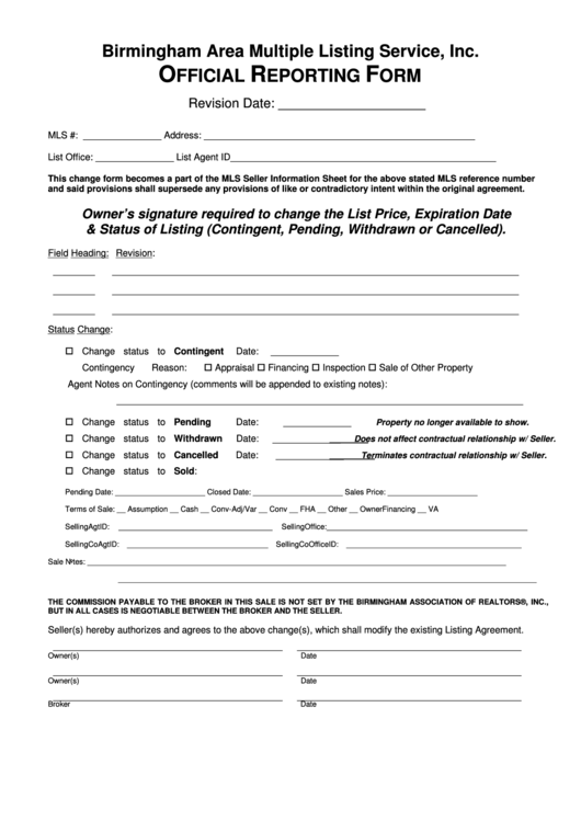 Official Reporting Form Printable pdf