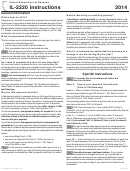 Form Il-2220 - Instructions - Illinois Department Of Revenue - 2014