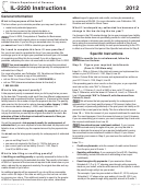 Form Il-2220 - Instructions - Illinois Department Of Revenue - 2012