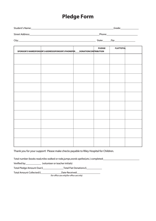 Top Blank Pledge Form Templates Free To Download In PDF Format