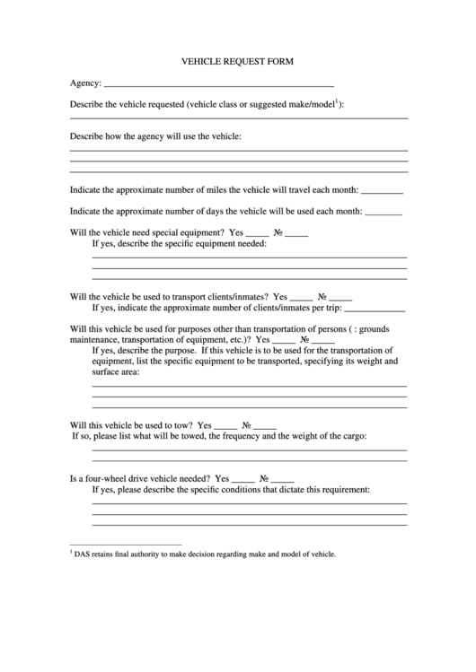 Vehicle Request Form