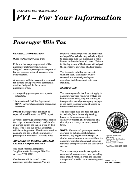 Form Dr 0011 - Passenger Mile Detail By Passenger Buses Printable pdf