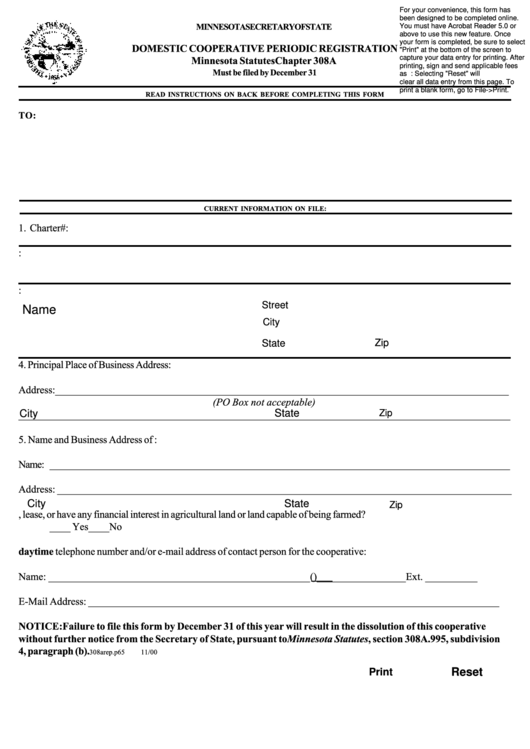 Domestic Cooperative Periodic Registration Form