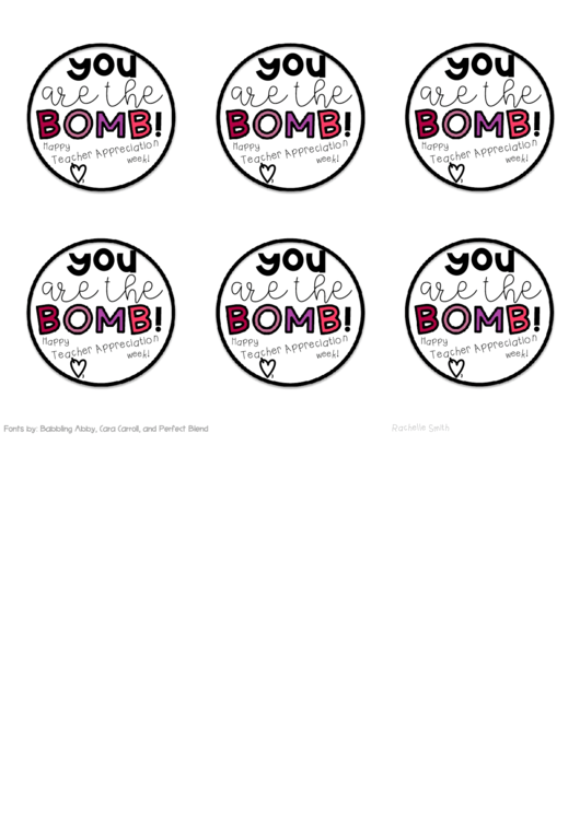 You Are The Bomb! Sticker Template Printable pdf