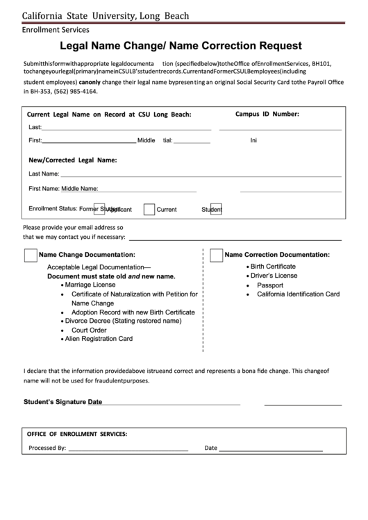 Fillable Legal Name Change Form Printable Pdf Download