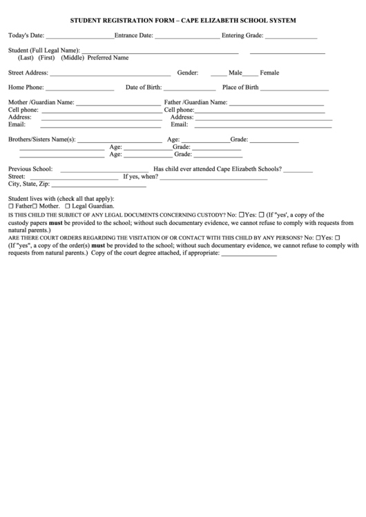 Fillable New Student Registration, Residence Certification Form Printable pdf