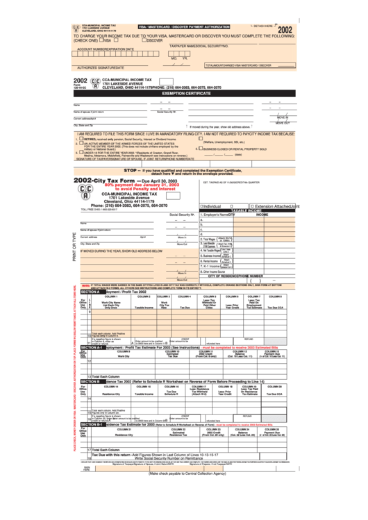 Form 120-16-Ec - Cca-Municipal Income Tax Printable pdf