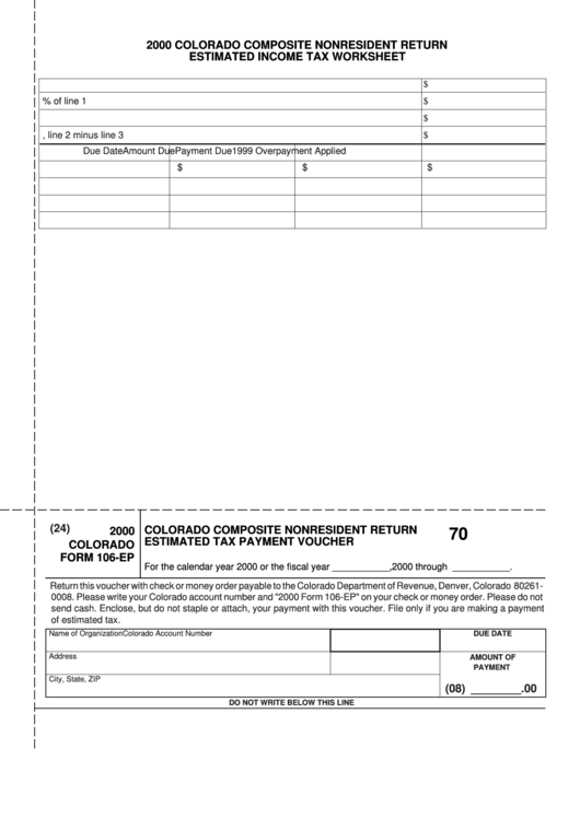 Form 106-Ep - Colorado Composite Nonresident Return Estimated Tax Payment Voucher - 2000 Printable pdf